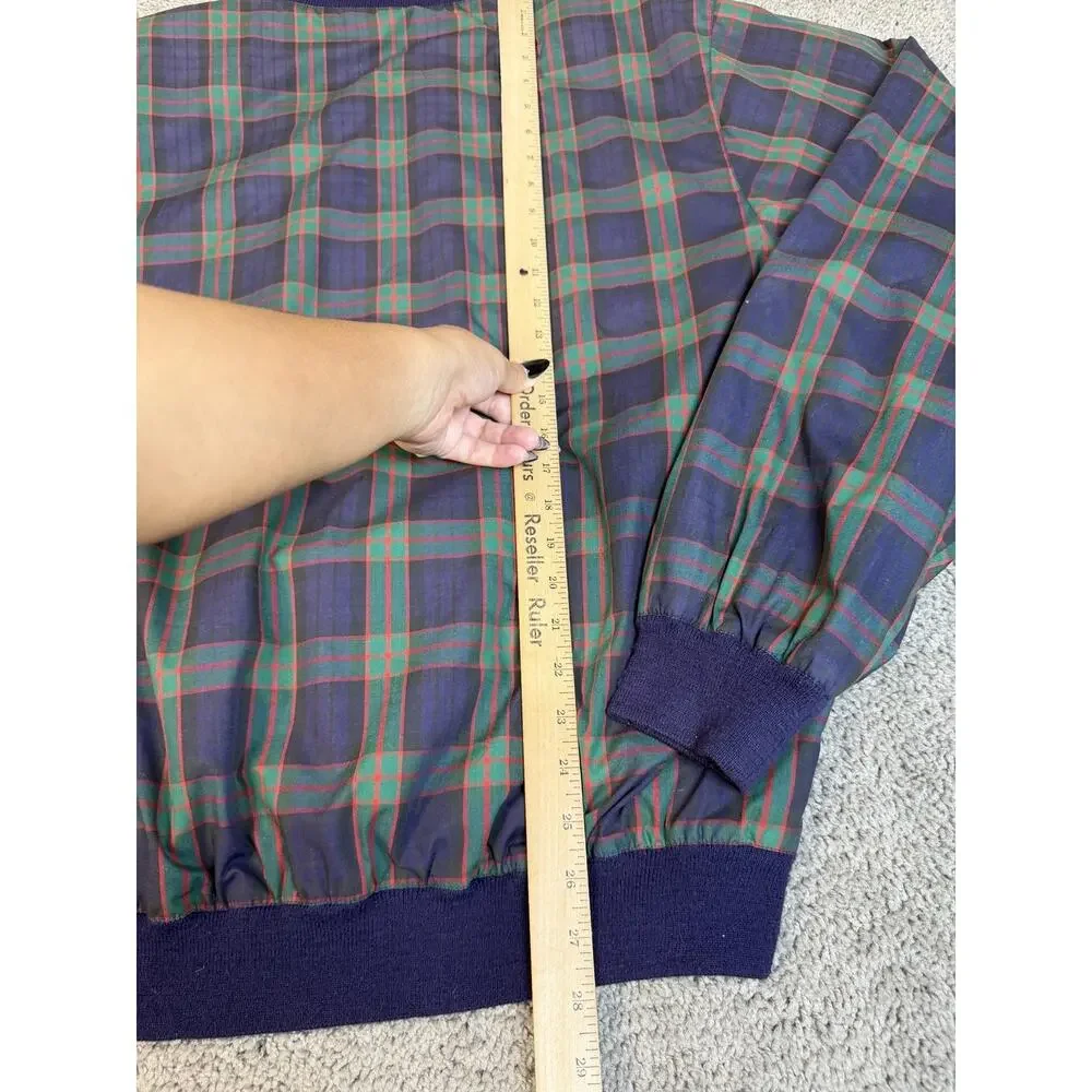 VINTAGE St Andrews The Old Course Windshirt Shirt Mens L Blue Tartan Plaid Y2K